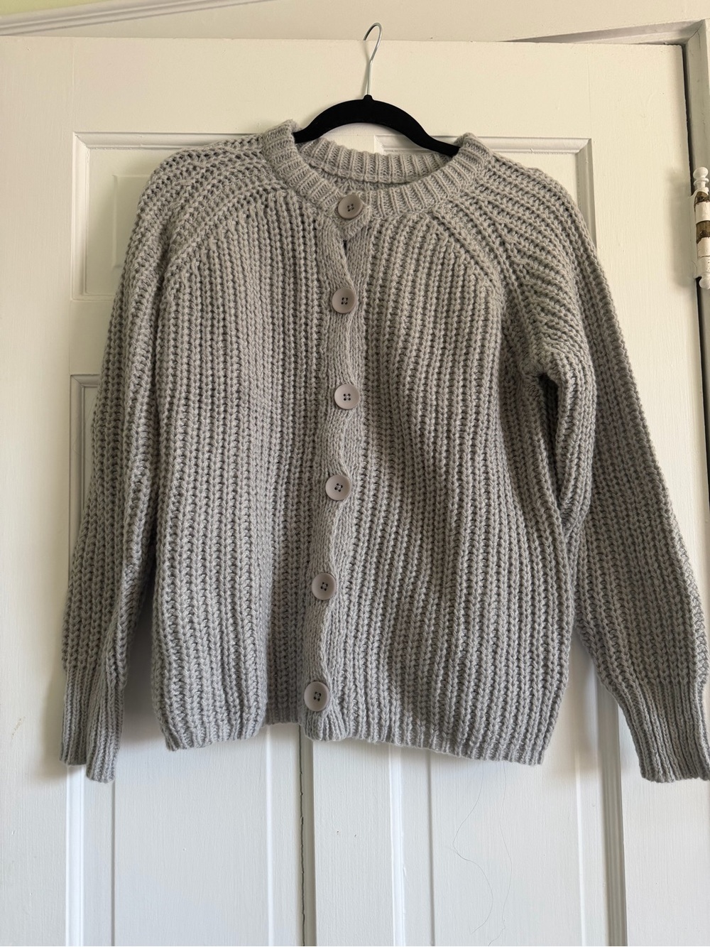 Light Gray Chunky Button-Up Cardigan